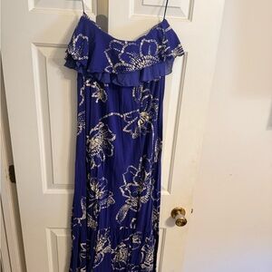 Express Blue and White Patterned Dress